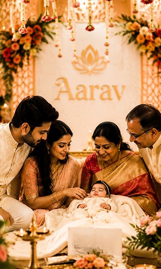 Naamakarana naming ceremony decor by Versato Ventures, Bengaluru