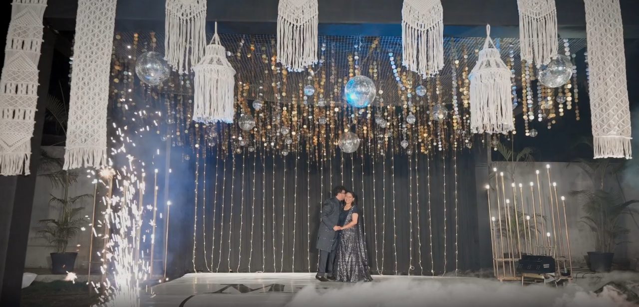 The couple's first dance under the disco lights